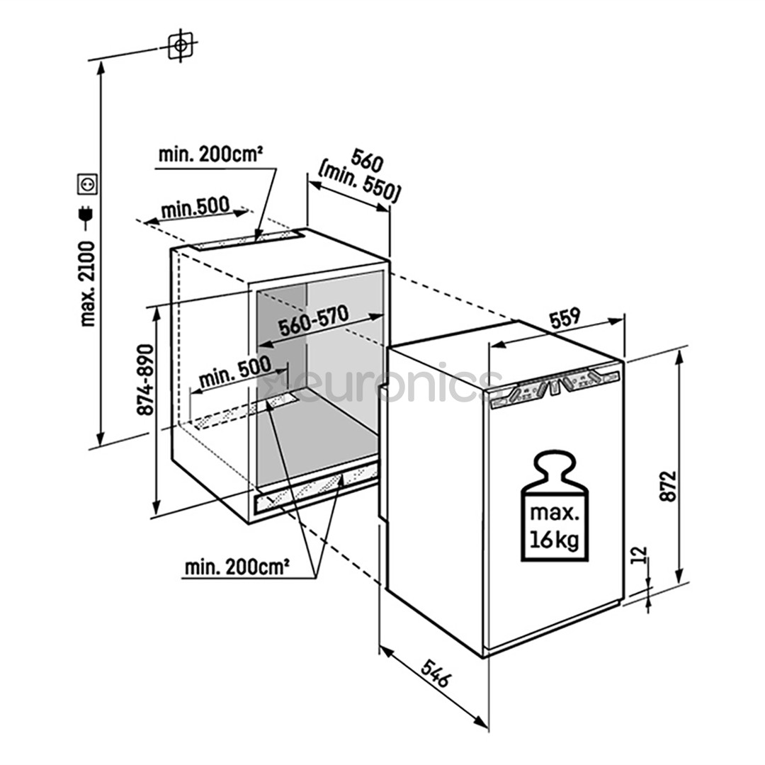Liebherr plus NoFrost, 87 L, kõrgus 88 cm - Integreeritav sügavkülmik