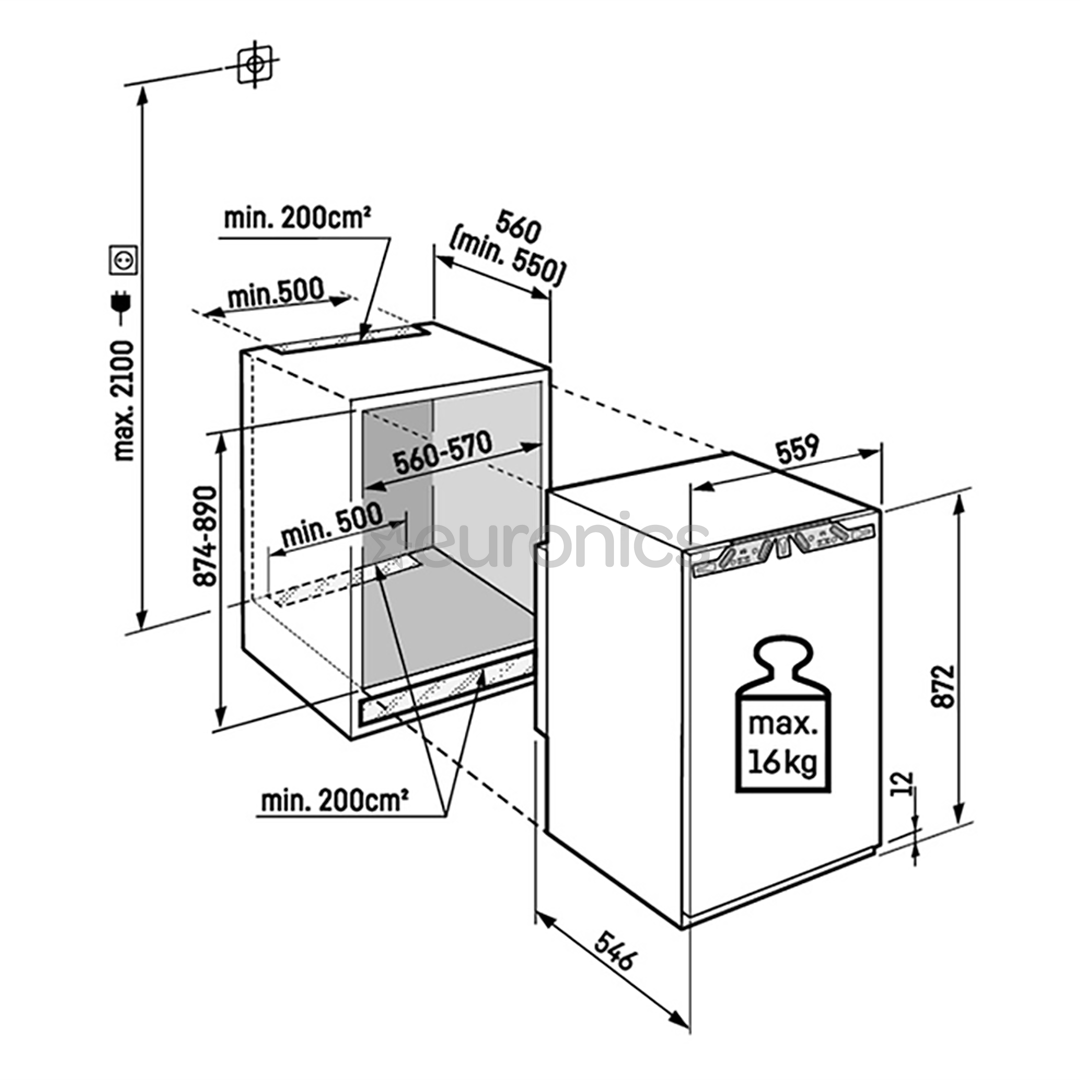 Liebherr plus NoFrost, 87 L, kõrgus 88 cm - Integreeritav sügavkülmik
