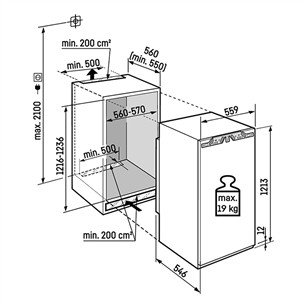 Liebherr prime NoFrost, 129 L, kõrgus 122 cm - Integreeritav sügavkülmik