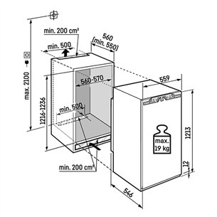 Liebherr prime NoFrost, 129 L, kõrgus 122 cm - Integreeritav sügavkülmik