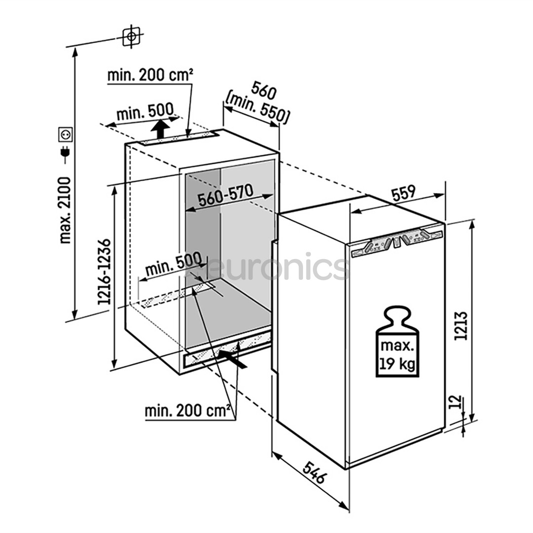 Liebherr prime NoFrost, 129 L, kõrgus 122 cm - Integreeritav sügavkülmik