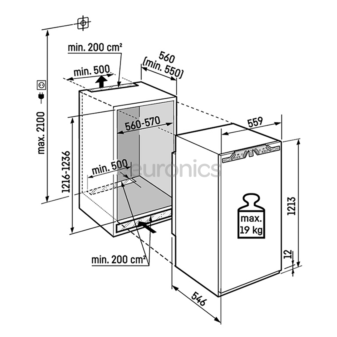 Liebherr prime NoFrost, 129 L, kõrgus 122 cm - Integreeritav sügavkülmik
