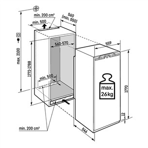 Liebherr pure NoFrost, 213 L, kõrgus 177 cm - Integreeritav sügavkülmik