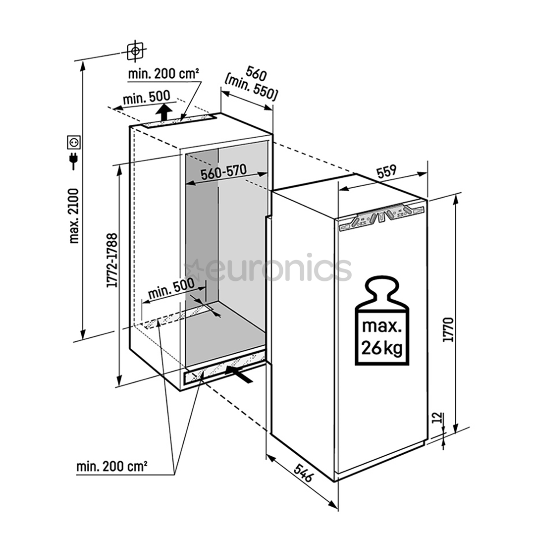 Liebherr plus NoFrost, 213 L, kõrgus 177 cm - Integreeritav sügavkülmik