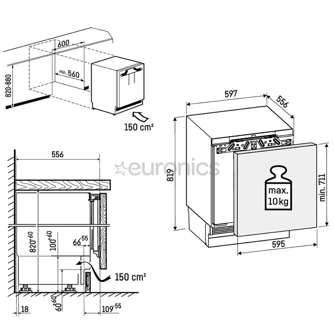 Liebherr Pure, 106 L, kõrgus 82 cm - Integreeritav külmik