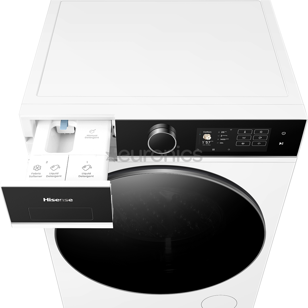Hisense 10.5 kg / 6 kg, sügavus 55 cm, 1400 p/min - Kuivatiga pesumasin