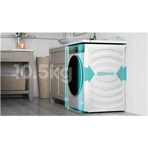 Hisense 10.5 kg / 6 kg, sügavus 55 cm, 1400 p/min - Kuivatiga pesumasin