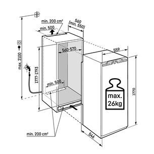 Liebherr Peak NoFrost, 213 L, kõrgus 177 cm - Integreeritav sügavkülmik