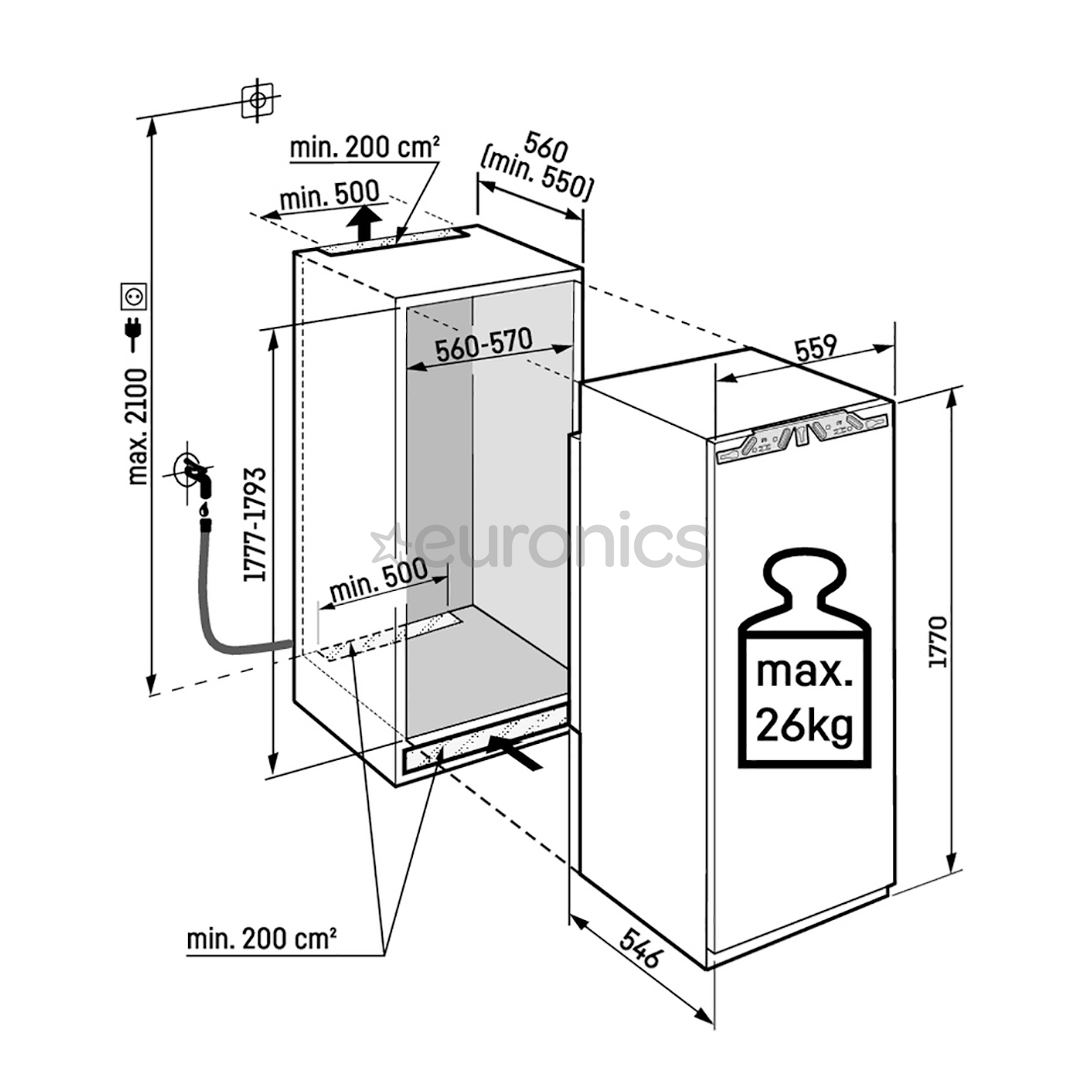 Liebherr Peak NoFrost, 213 L, kõrgus 177 cm - Integreeritav sügavkülmik