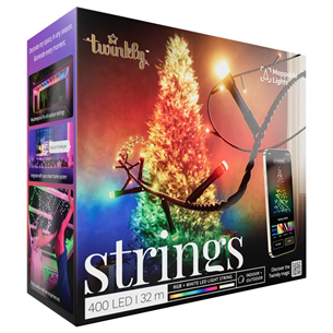 Twinkly Special Edition 400 RGB+W LED String (Gen II), IP44, 32 m, black - Smart Christmas Lights
