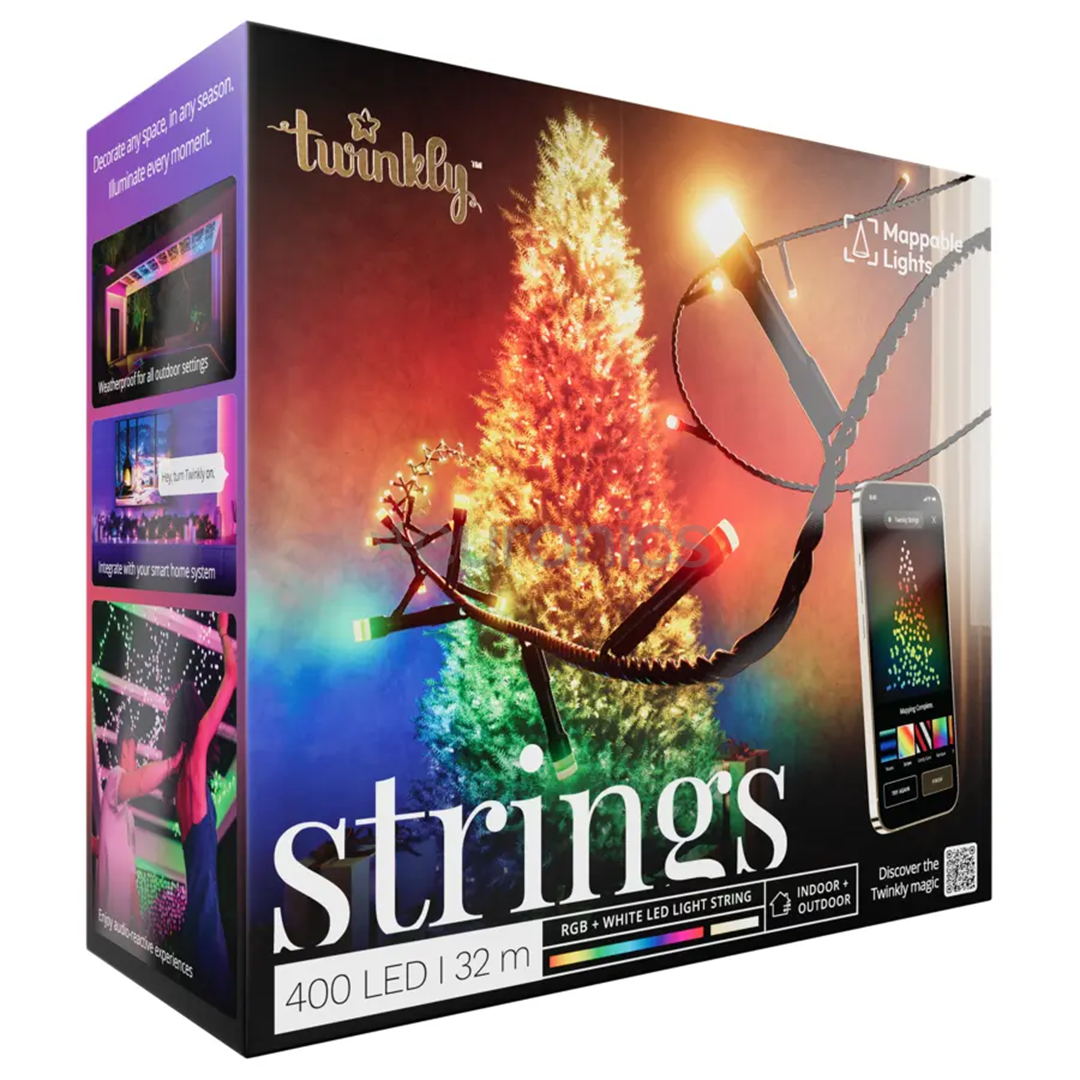 Twinkly Special Edition 400 RGB+W LED String (Gen II), IP44, 32 m, black - Smart Christmas Lights