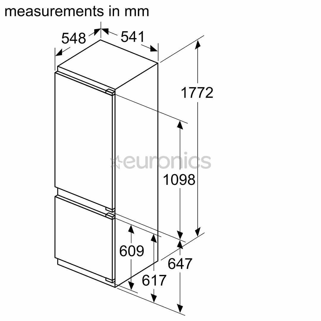 Bosch, Seeria 4, 270 L, kõrgus 178 cm - Integreeritav külmik
