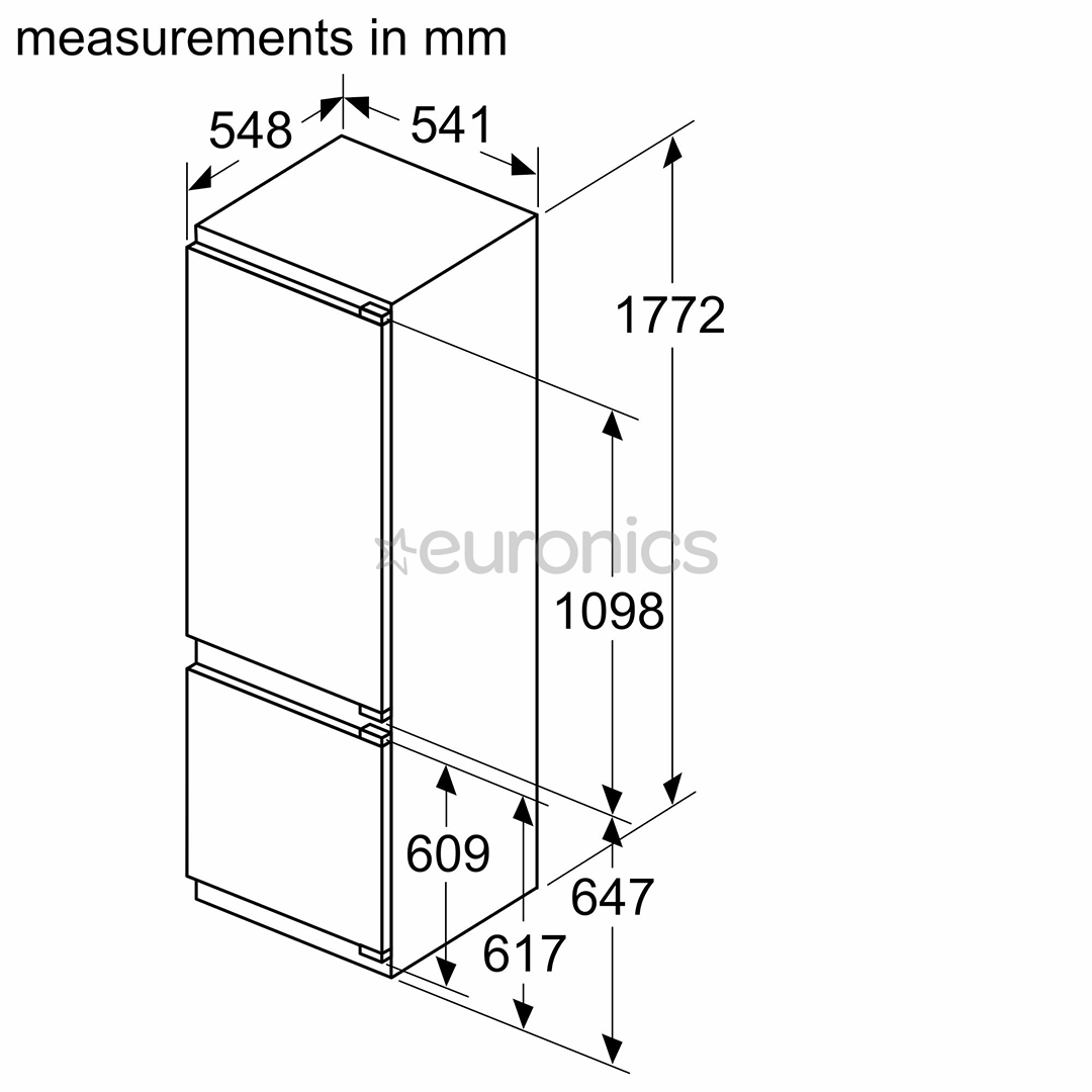 Bosch, Seeria 4, 270 L, kõrgus 178 cm - Integreeritav külmik
