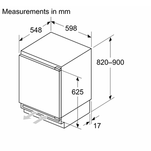 Bosch, Series 6, 110 L, height 82 cm - Built-in refrigerator