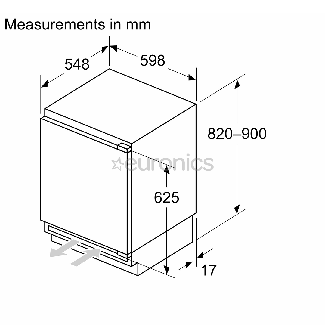 Bosch, Series 6, 110 L, height 82 cm - Built-in refrigerator