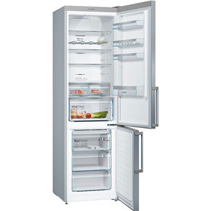 Bosch, Seeria 4, NoFrost, 279 L, kõrgus 203 cm, roostevaba teras - Külmik