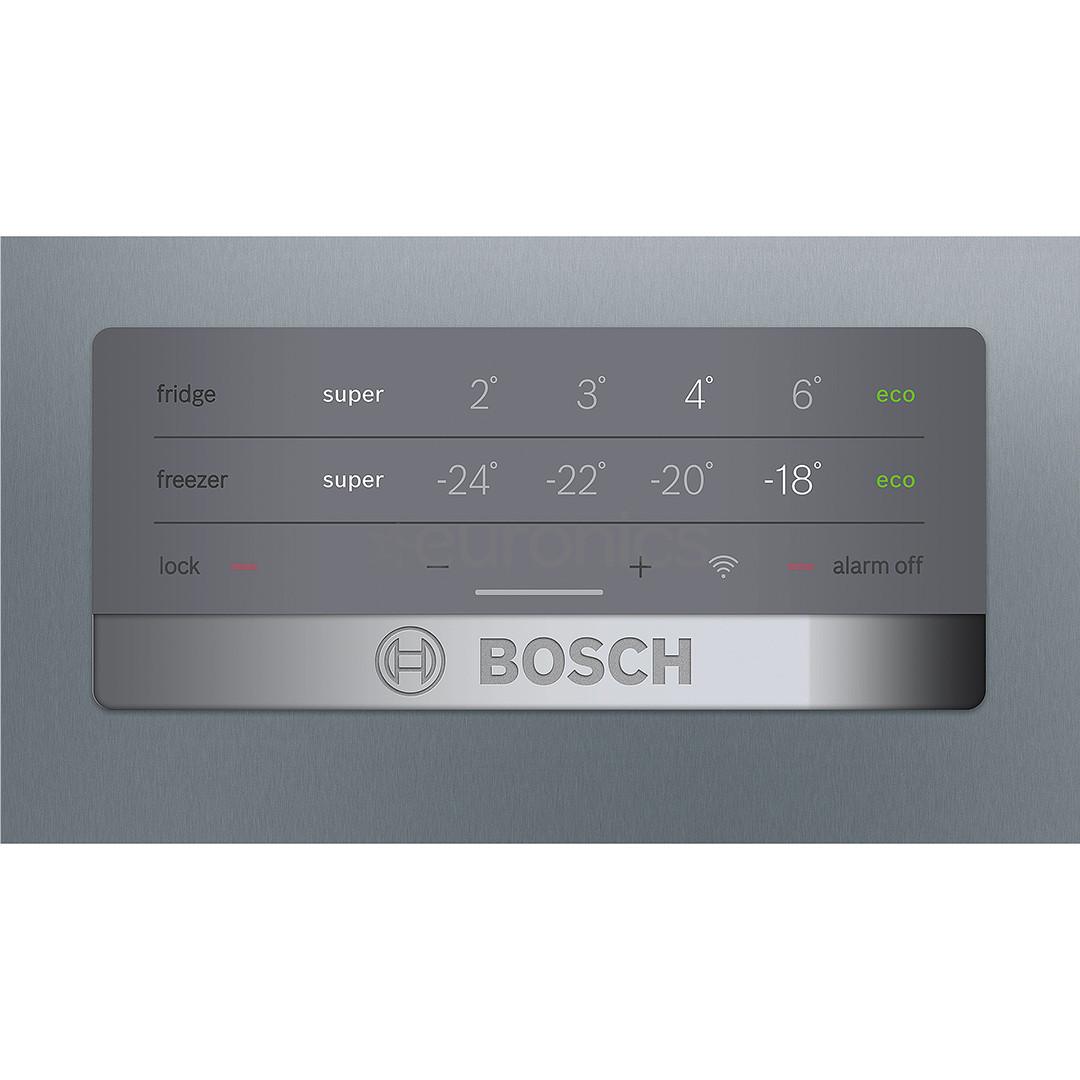 Bosch, Seeria 4, NoFrost, 279 L, kõrgus 203 cm, roostevaba teras - Külmik