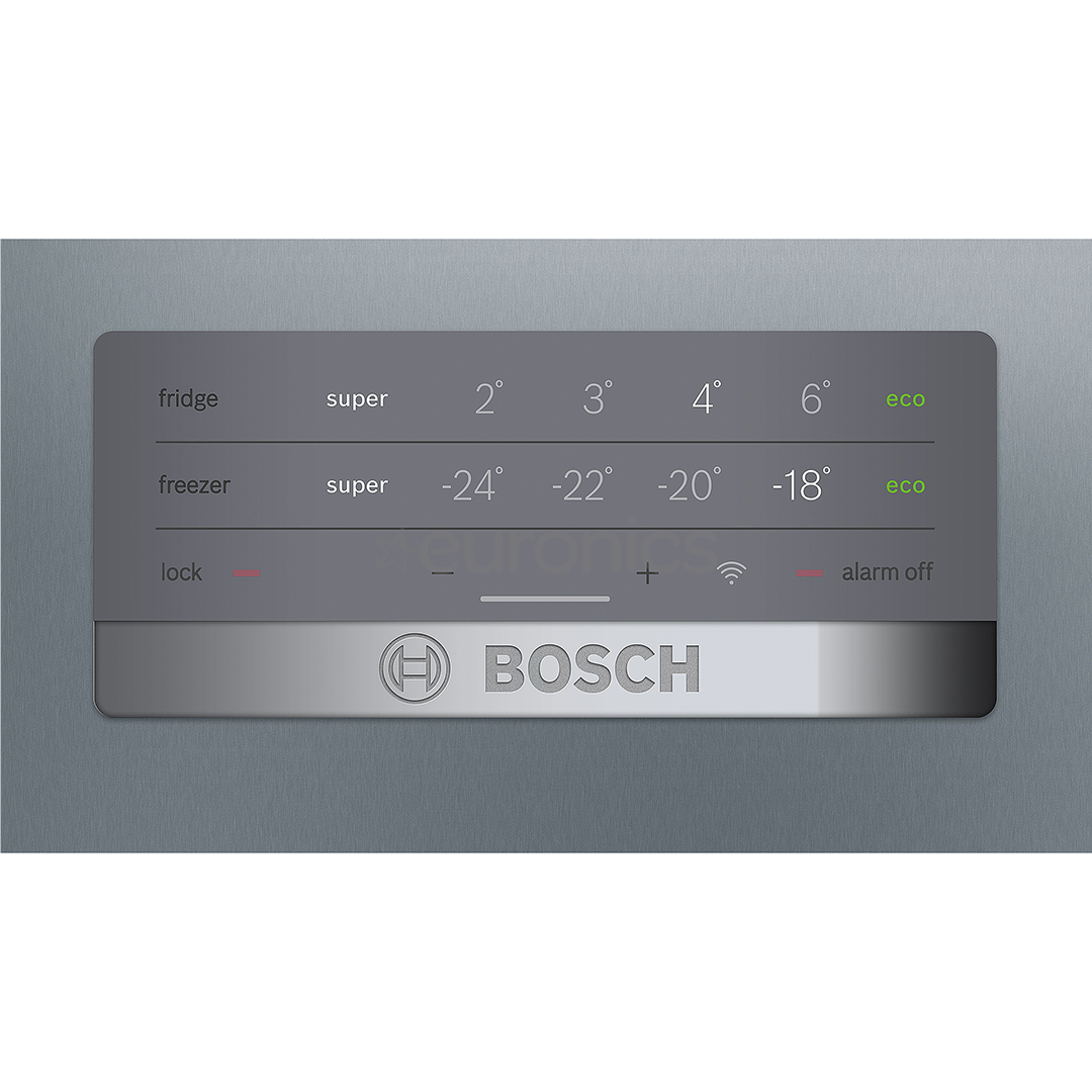 Bosch, Seeria 4, NoFrost, 279 L, kõrgus 203 cm, roostevaba teras - Külmik