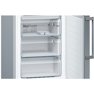 Bosch, Seeria 4, NoFrost, 279 L, kõrgus 203 cm, roostevaba teras - Külmik