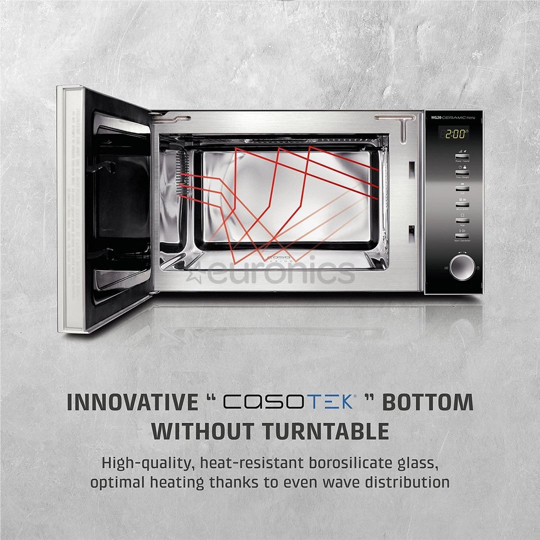 Caso MG 20 Ceramic menu, 800 W, stainless steel/black - Microwave oven with grill