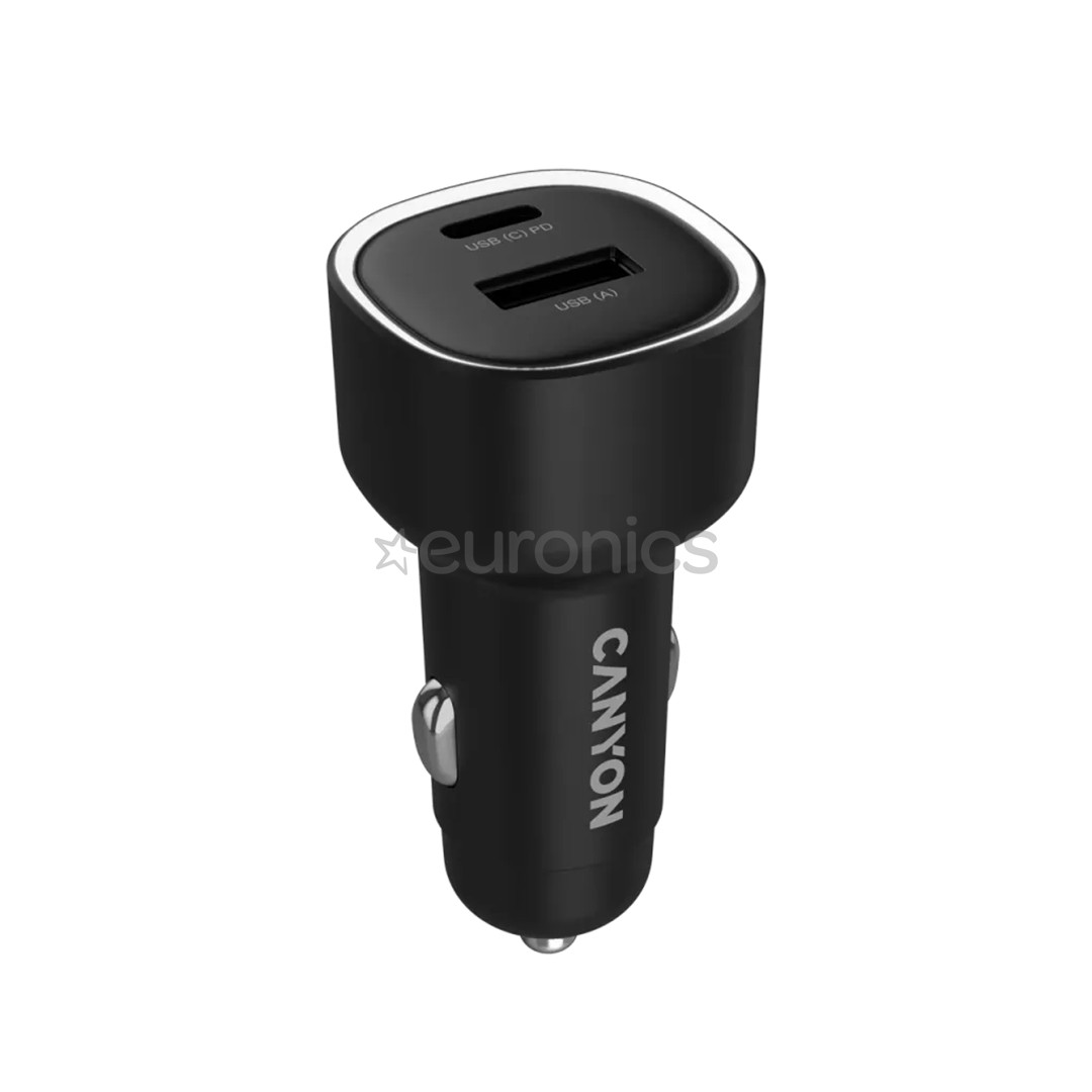 Canyon OnDrive 85, USB-A, USB-C, 83 W, must - Autolaadija