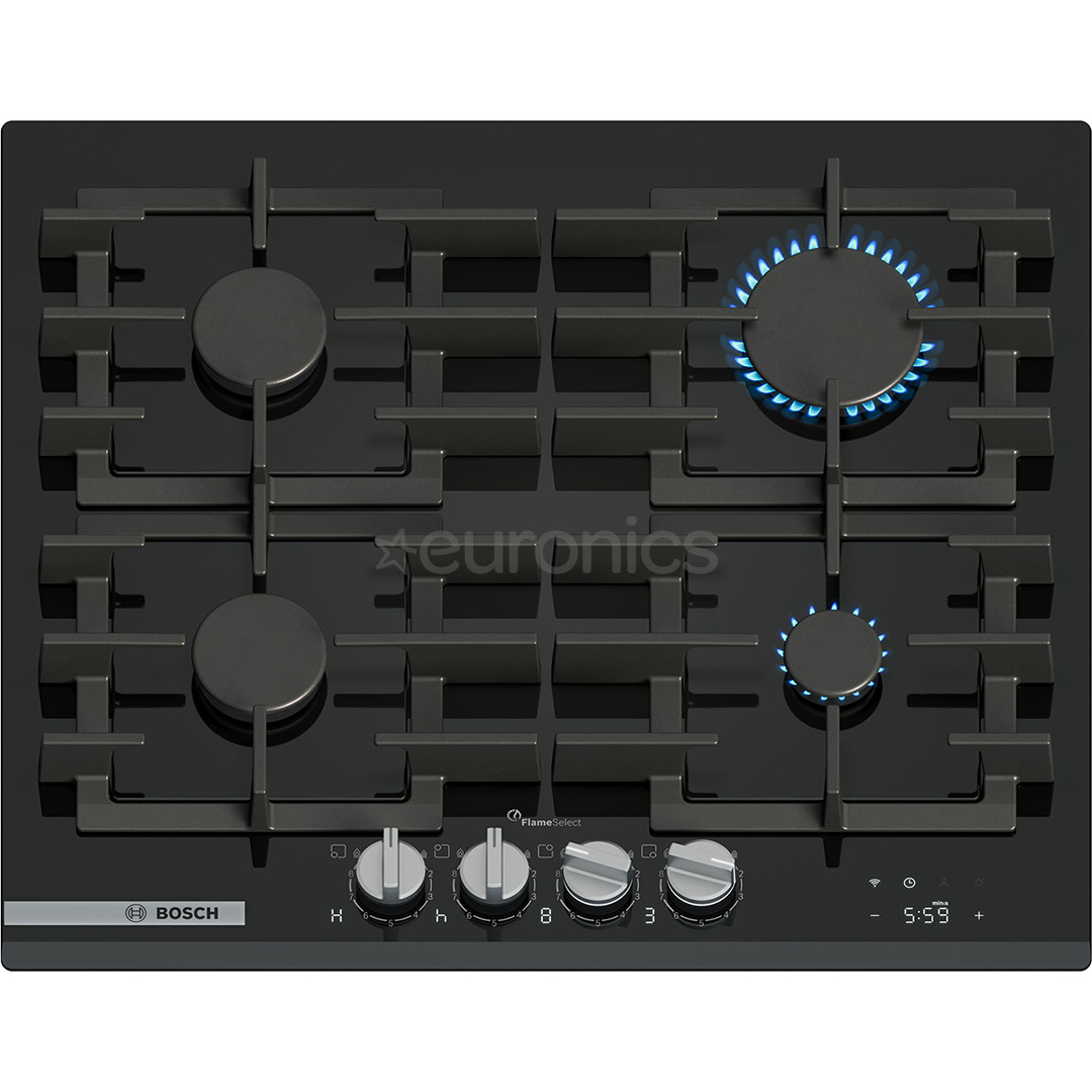 Bosch, Series 8, width 59 cm, black - Built-in gas hob