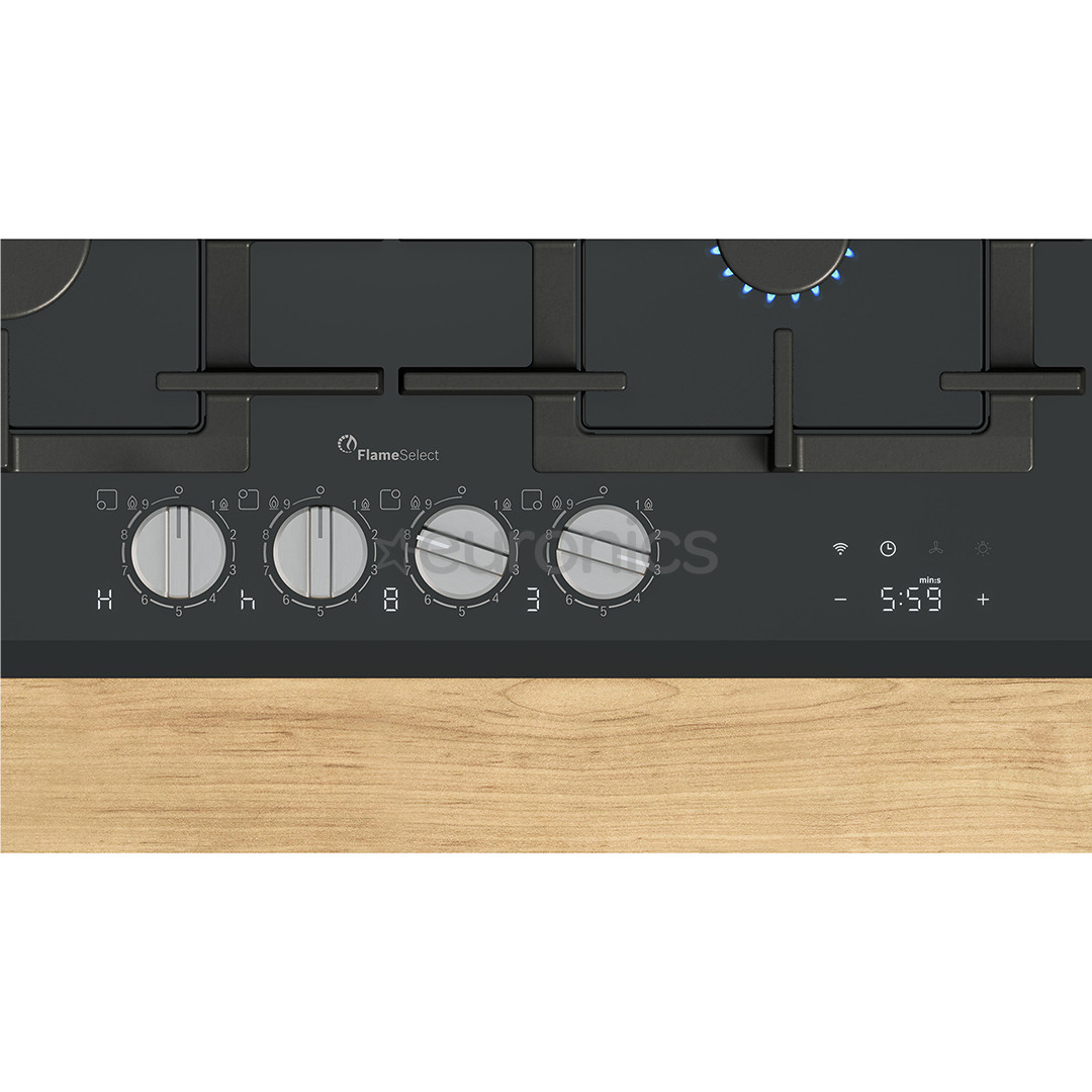 Bosch, Series 8, width 59 cm, black - Built-in gas hob