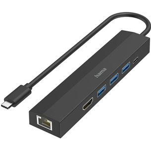 Hama USB-C Hub, 3x USB-A 3.2 Gen 1, USB-C, HDMI, LAN, must - USB jagaja 00200144