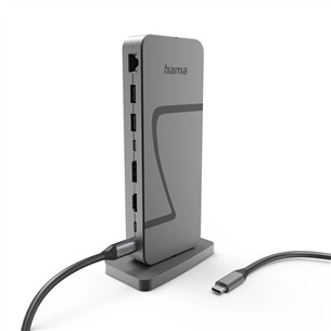 Hama Connect2Office Speed, USB-C, 10 ports, USB4, 140 W, gray - Notebook dock 00200200