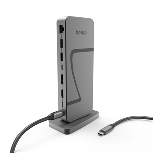 Hama Connect2Office Speed, USB-C, 10 ports, USB4, 140 W, hall - Sülearvuti dokk 00200200