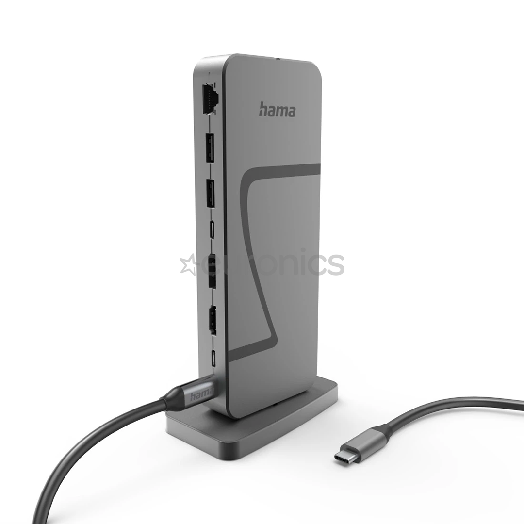 Hama Connect2Office Speed, USB-C, 10 ports, USB4, 140 W, hall - Sülearvuti dokk