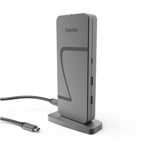 Hama Connect2Office Speed, USB-C, 10 ports, USB4, 140 W, hall - Sülearvuti dokk