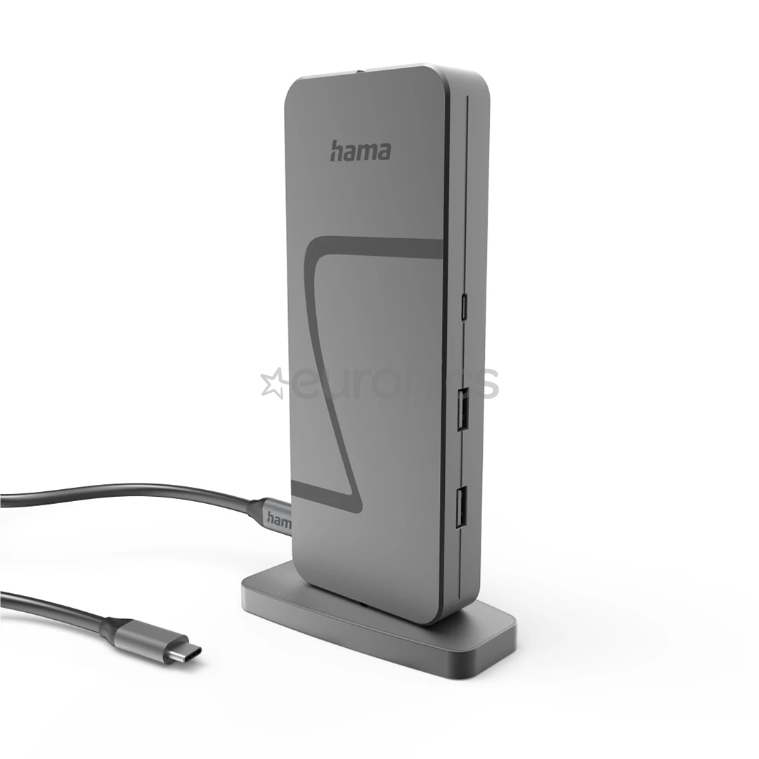 Hama Connect2Office Speed, USB-C, 10 ports, USB4, 140 W, hall - Sülearvuti dokk