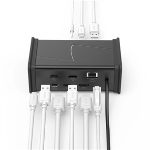 Hama Connect2Office, USB-C, 9 портов, 100 Вт, серый - Док-станция для ноутбука