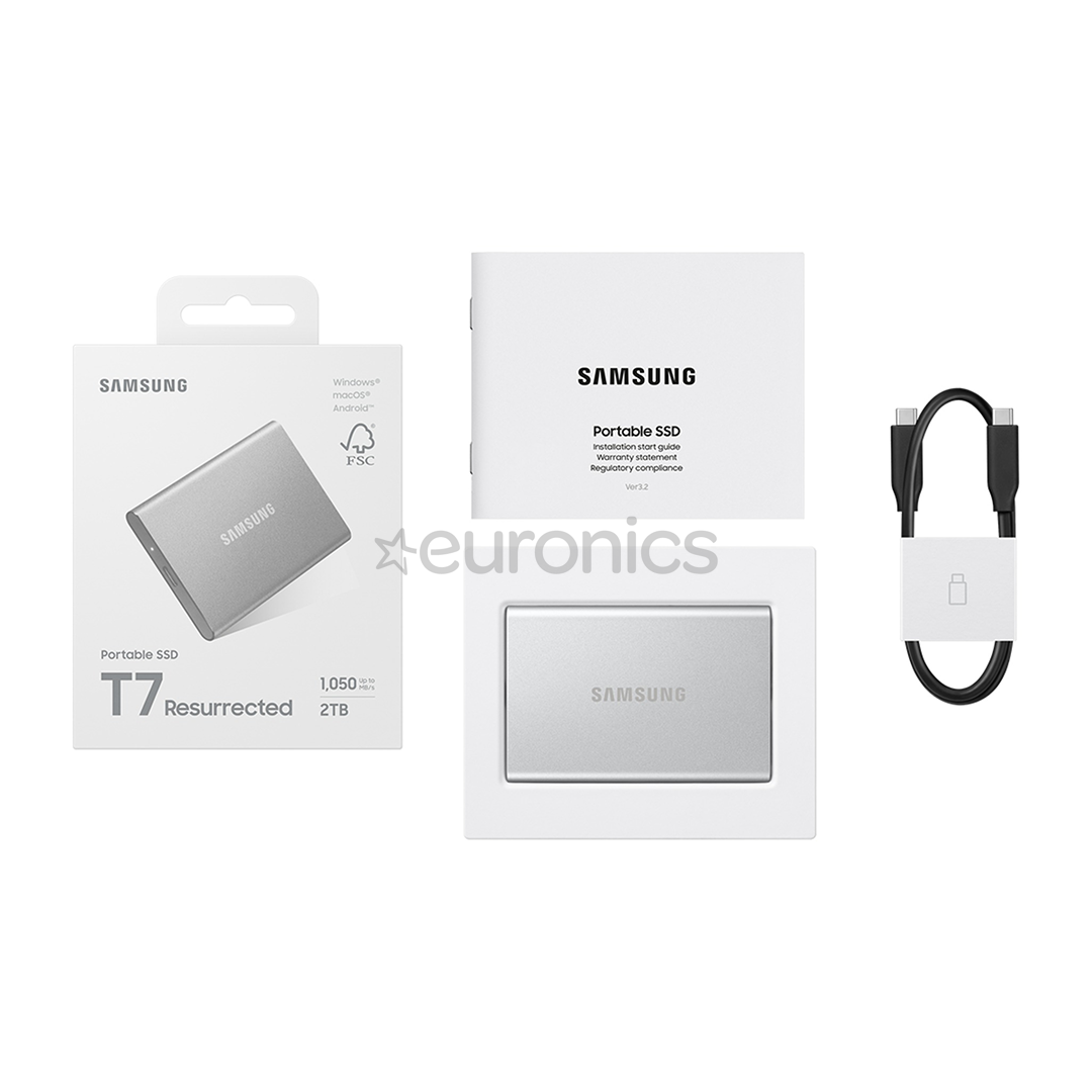 Samsung Portable SSD T7 Resurrected, 2 TB, USB 3.2 Gen 2, silver - External SSD