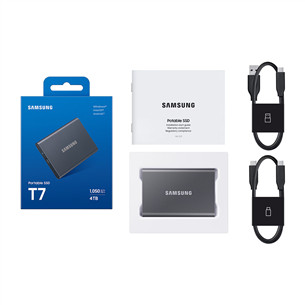 Samsung Portable SSD T7, 4 TB, USB 3.2 Gen 2, hall - Väline SSD