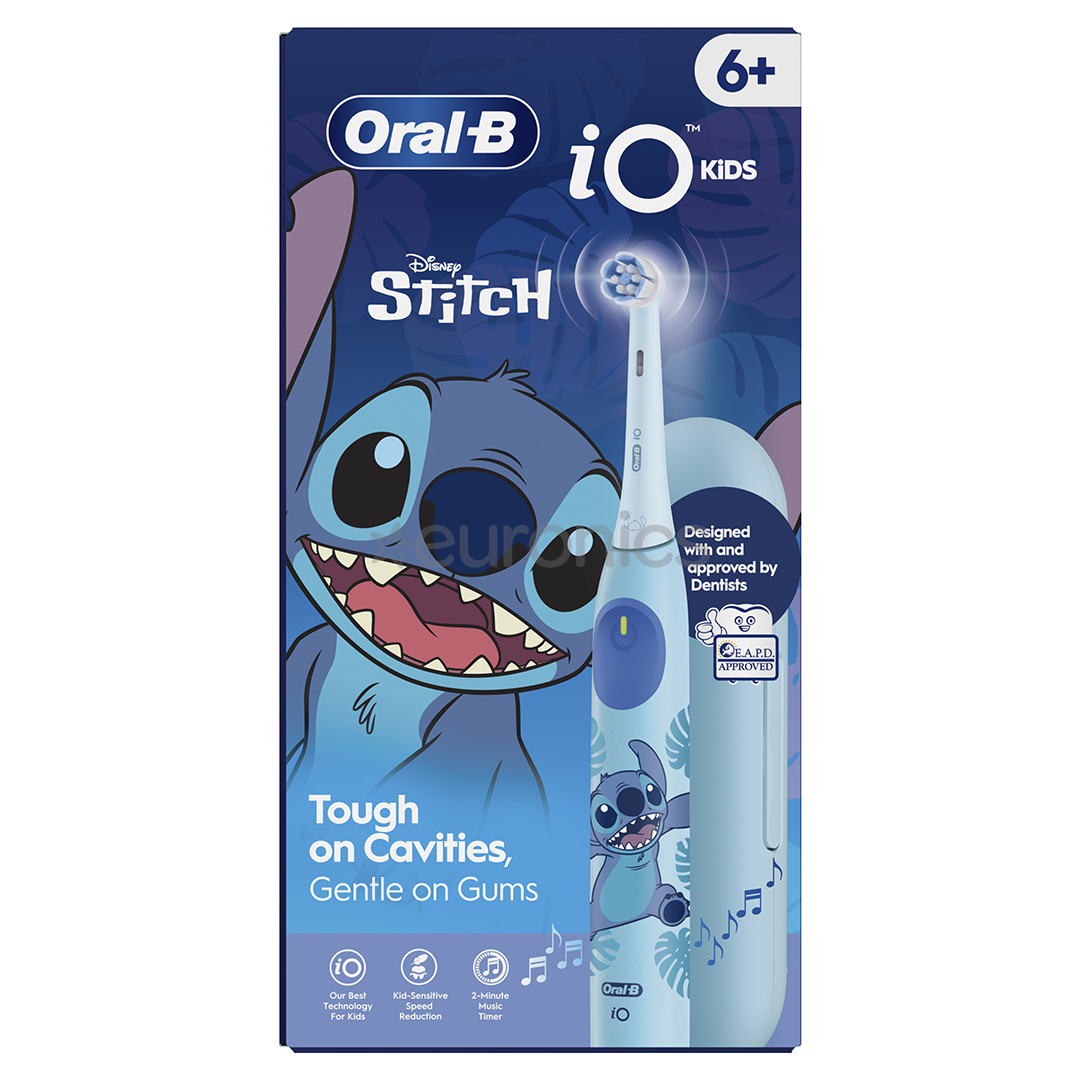 Braun Oral-B iO Kids, Disney, Stitch, sinine - Elektriline hambahari + vutlar