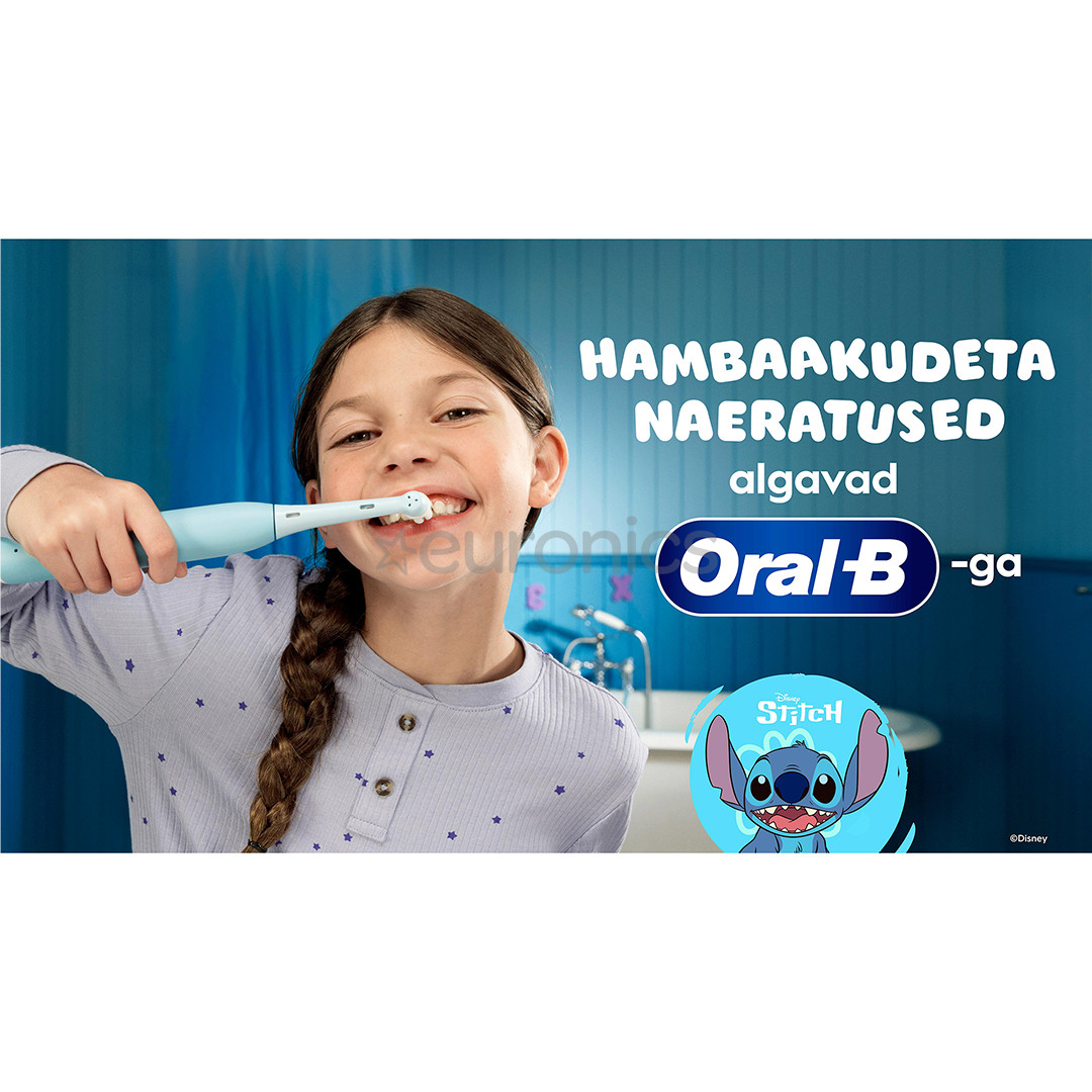 Braun Oral-B iO Kids, Disney, Stitch, sinine - Elektriline hambahari + vutlar