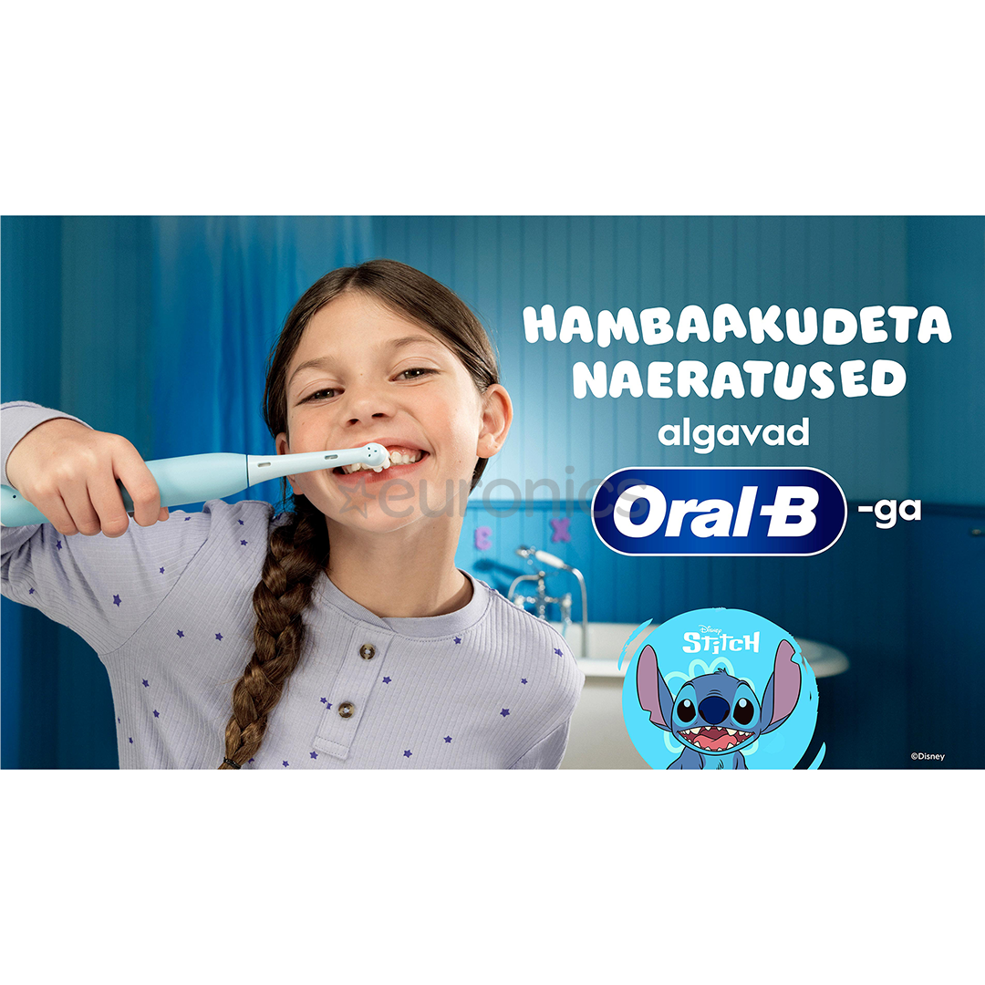 Braun Oral-B iO Kids, Disney, Stitch, sinine - Elektriline hambahari + vutlar
