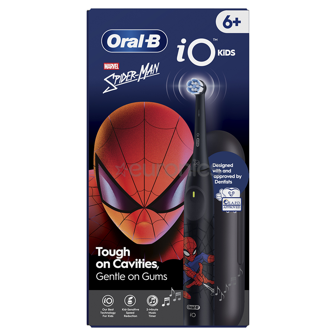 Braun Oral-B iO Kids, Marvel Spiderman, must - Elektriline hambahari + vutlar