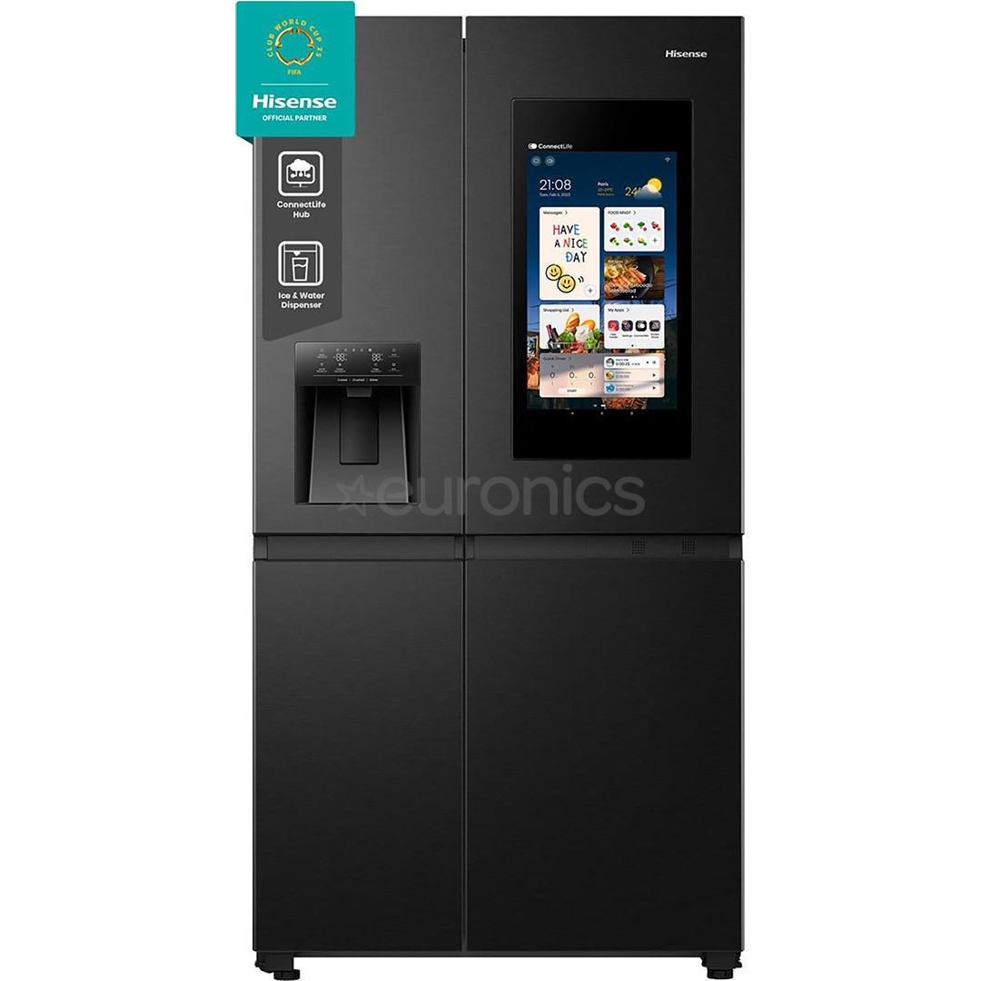 Hisense, NoFrost, 614 L, kõrgus 179 cm, must - SBS-külmik