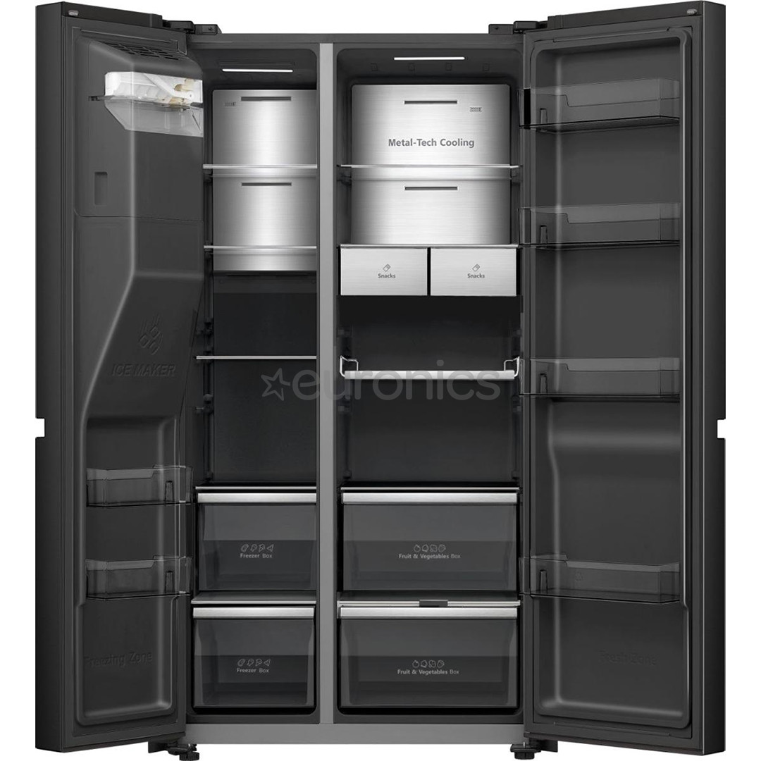 Hisense, NoFrost, 614 L, kõrgus 179 cm, must - SBS-külmik