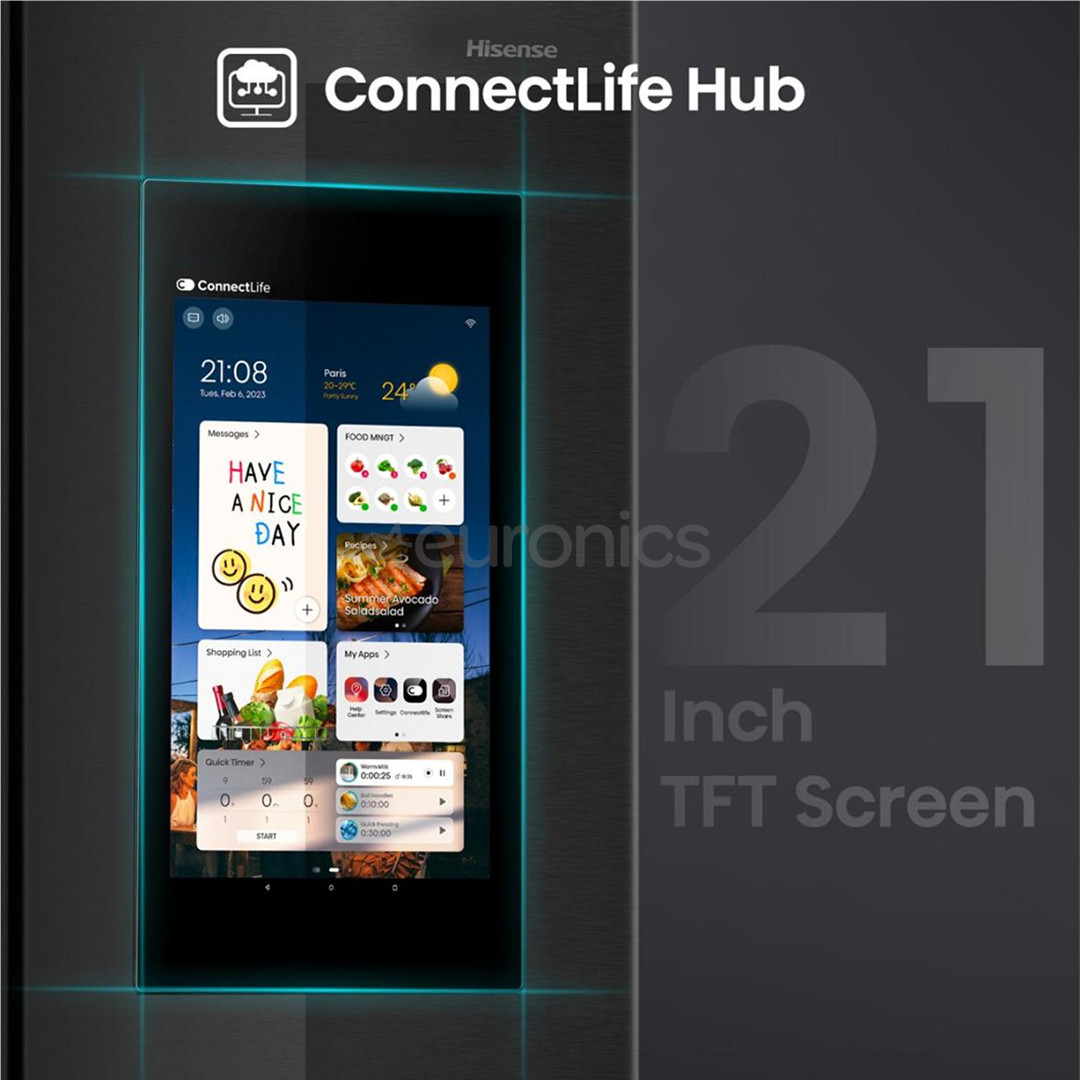 Hisense, NoFrost, 614 L, kõrgus 179 cm, must - SBS-külmik
