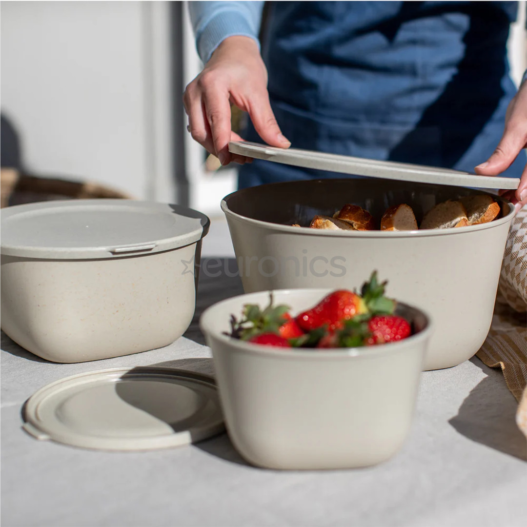 Koziol CONNECT BOX SET STOCKHOLM, 3-osaline, helepruun - Toidukarpide komplekt