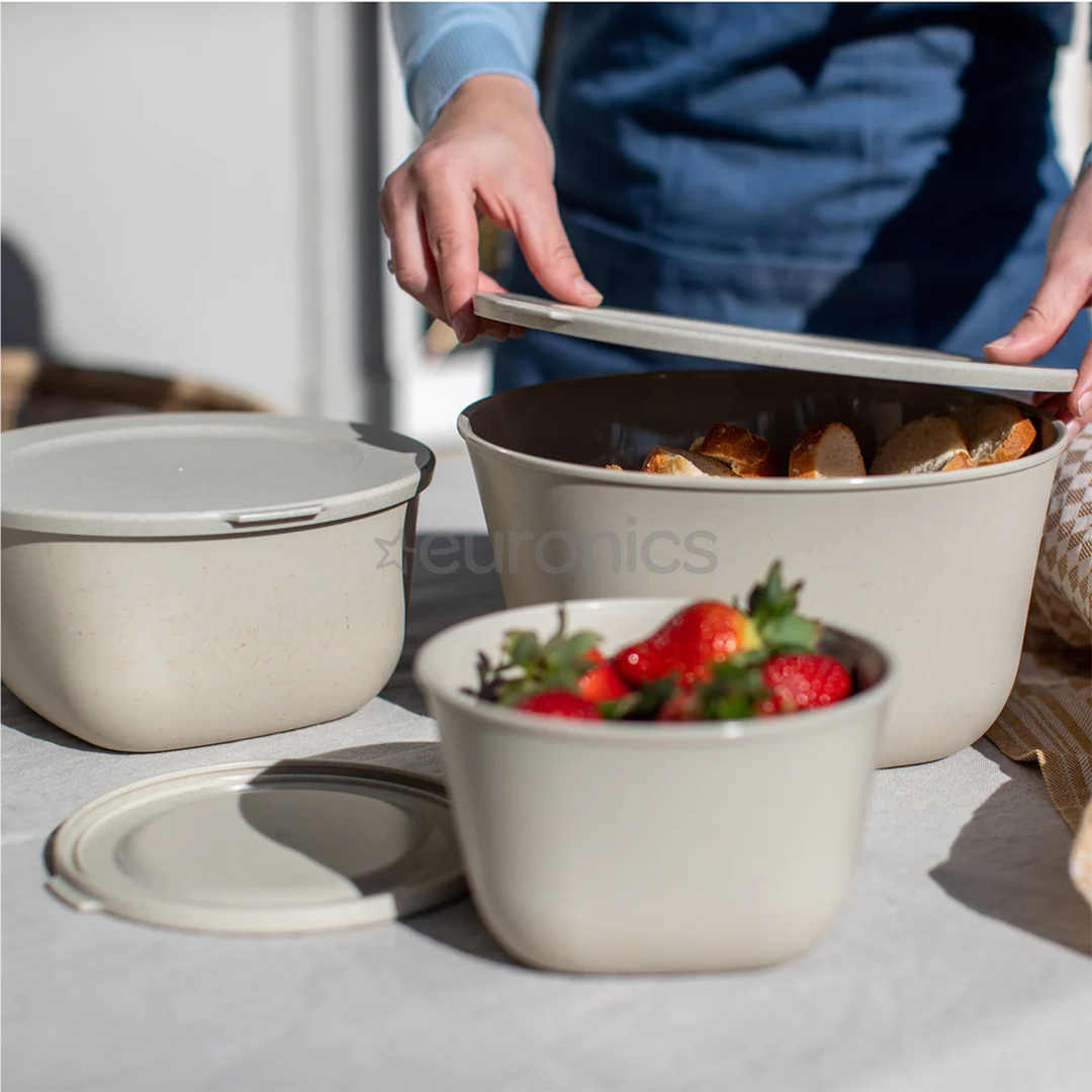 Koziol CONNECT BOX SET STOCKHOLM, 3-osaline, helepruun - Toidukarpide komplekt