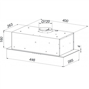 Schlosser, 305 м³/ч, ширина 45 см, белый - Интегрируемая вытяжка