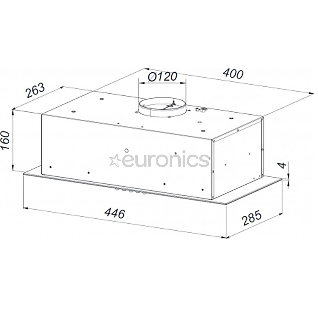 Schlosser, 305 м³/ч, ширина 45 см, белый - Интегрируемая вытяжка