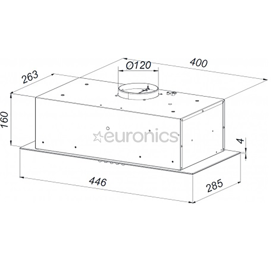 Schlosser, 305 м³/ч, ширина 45 см, белый - Интегрируемая вытяжка