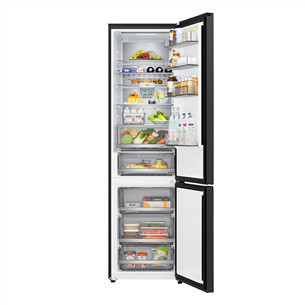 LG, Total No Frost, 375 L, height 203 cm, black steel - Refrigerator