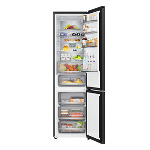LG, Total No Frost, 375 L, height 203 cm, black steel - Refrigerator
